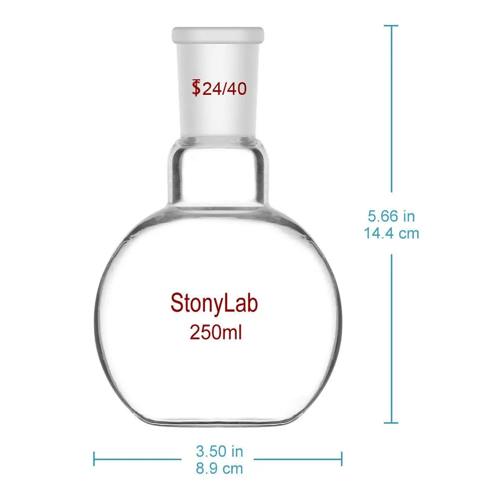 Single Neck Flat Bottom Flask, 24/40 Joint, 50-5000 ml - StonyLab Flasks - Flat Bottom 
