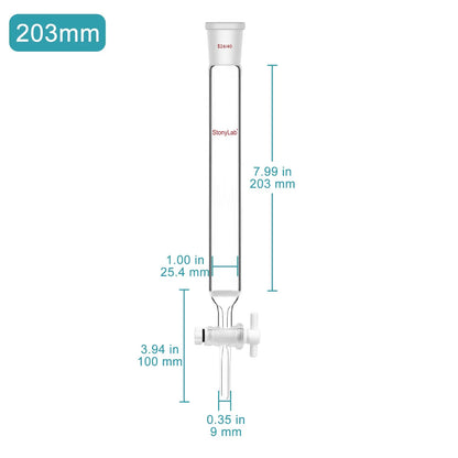 Chromatography Column, 25.4 mm Inner Diameter, (G2) 40-80 μm Pore Size, 24/40 Joint, Effective Length 203-457 mm Chromatography - Chromatography Column