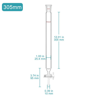 Chromatography Column, 25.4 mm Inner Diameter, (G2) 40-80 μm Pore Size, 24/40 Joint, Effective Length 203-457 mm Chromatography - Chromatography Column