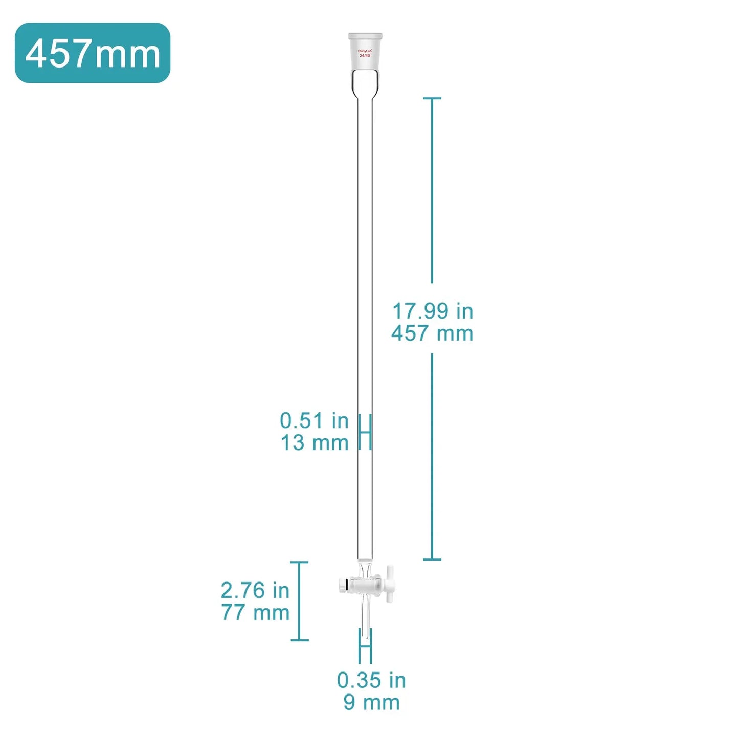 Chromatography Column, (G2) 40-80 μm Pore Size, 13 mm Inner Diameter, 24/40 Joint, Effective Length 203-457 mm Chromatography-Column