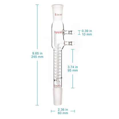 Glass Dimroth Coil Reflux Condenser with 24/40 Joints and Hose Connections Condensers