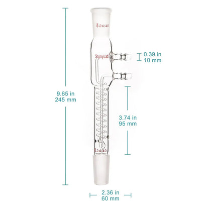 Glass Dimroth Coil Reflux Condenser with 24/40 Joints and Hose Connections