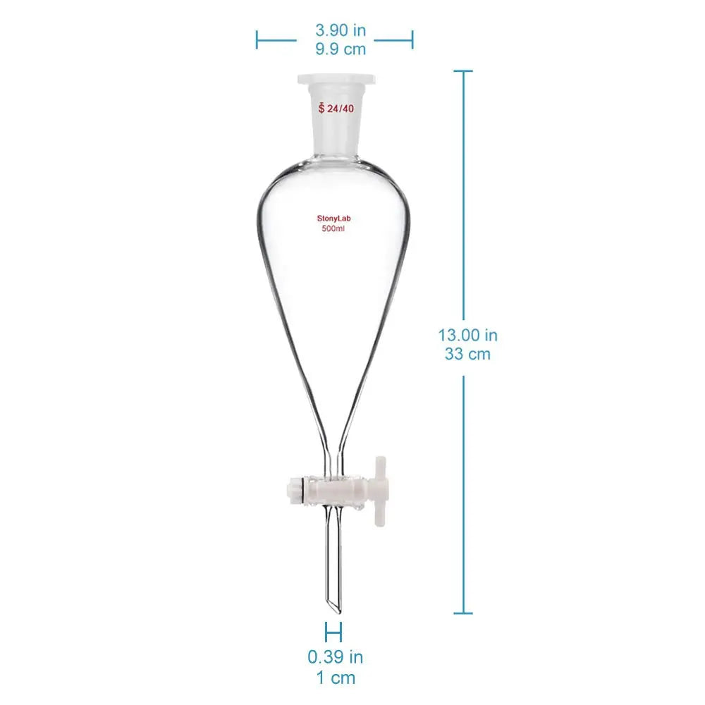 Conical Separatory Funnel with 24/40 Joints and PTFE Stopcock, 60-2000 ml Funnels - Separatory