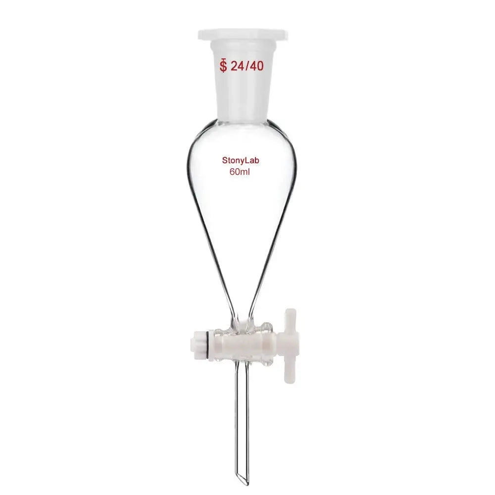 Conical Separatory Funnel with 24/40 Joints and PTFE Stopcock, 60-2000 ml - StonyLab Funnels - Separatory 60-ml