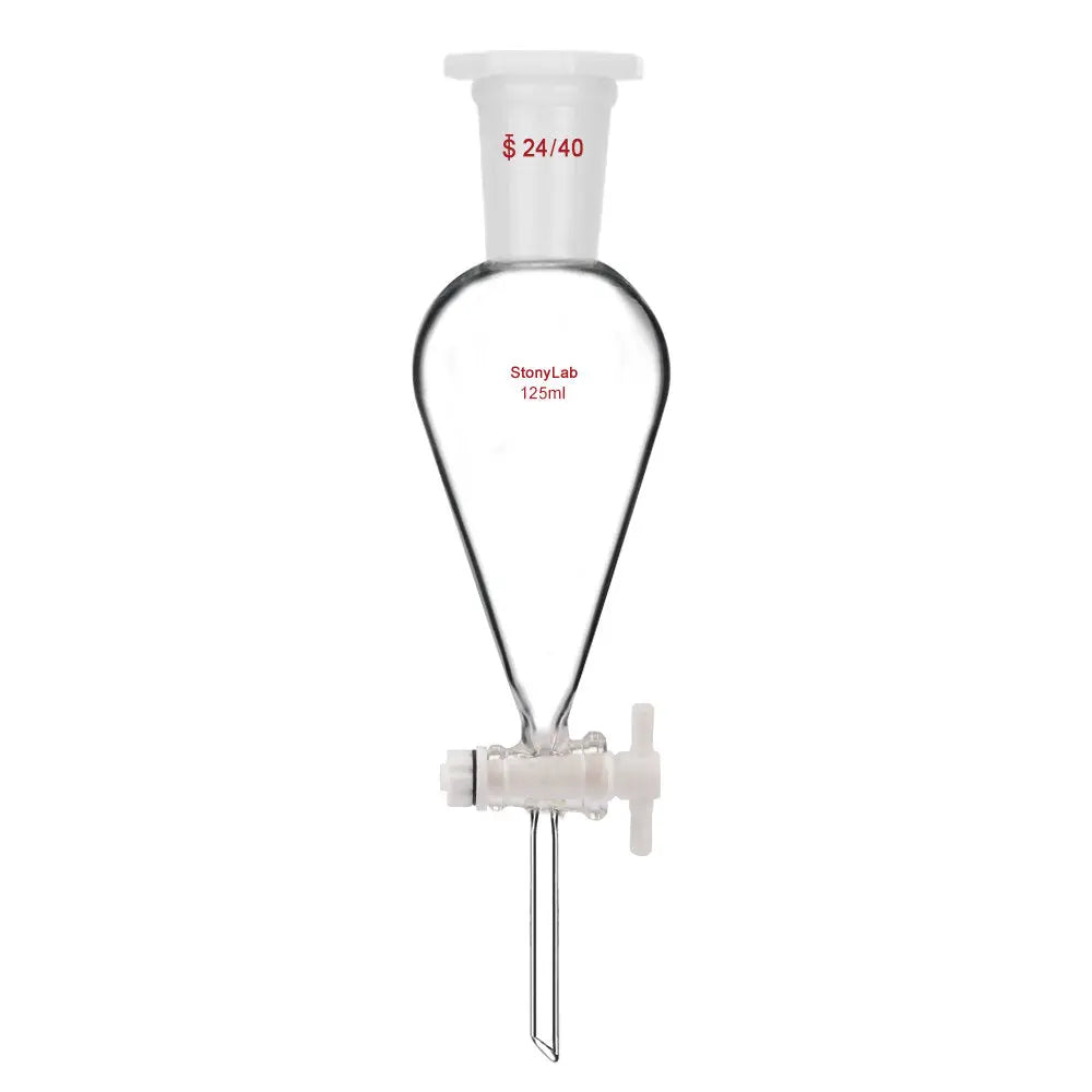 Conical Separatory Funnel with 24/40 Joints and PTFE Stopcock, 60-2000 ml - StonyLab Funnels - Separatory 125-ml