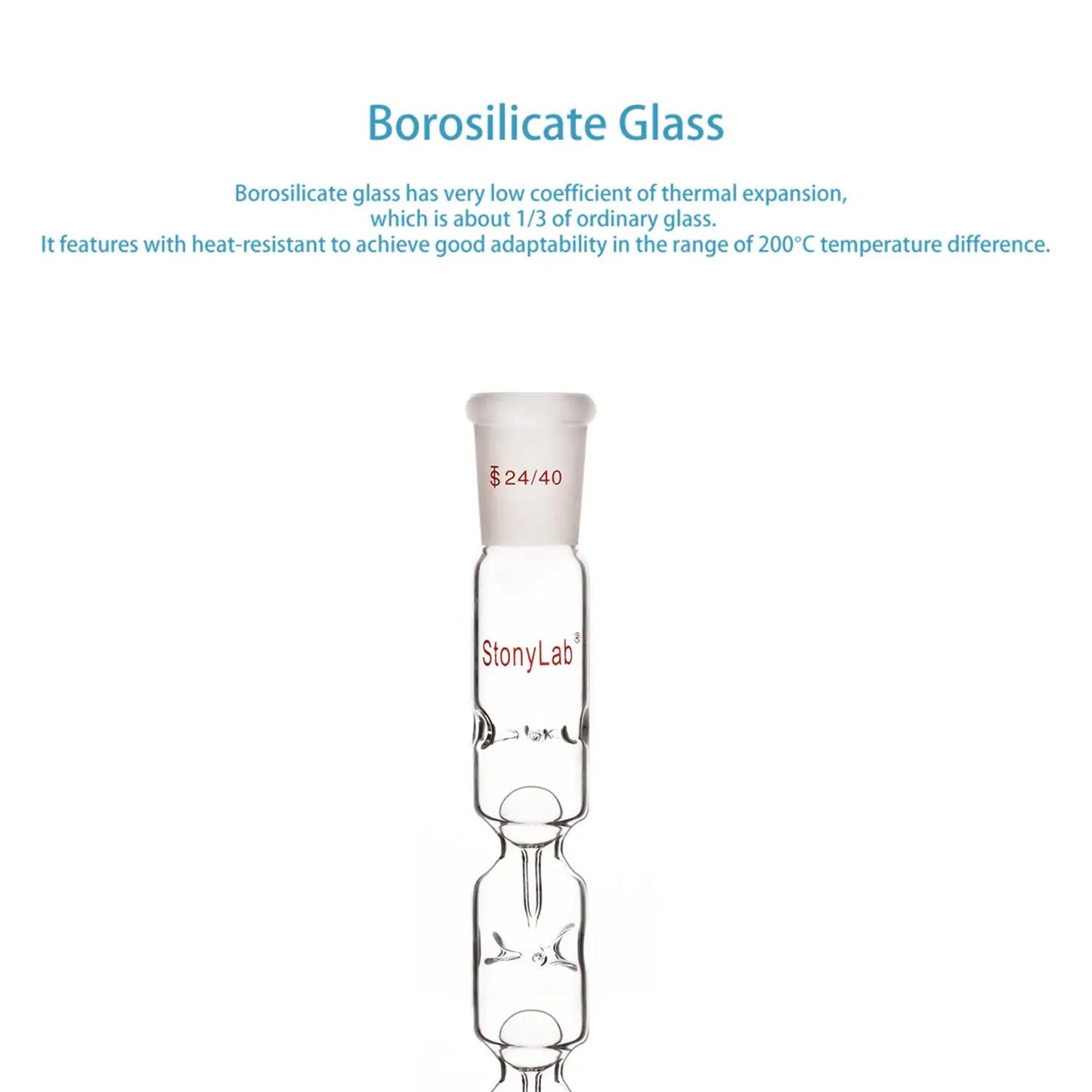 Glass 3 Section Snyder Distilling Column with 24/40 Joints, 300 mm Length Chromatography - Columns