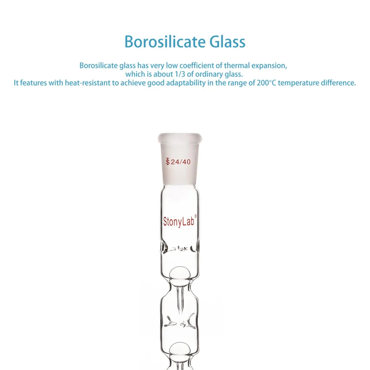 Glass 3 Section Snyder Distilling Column with 24/40 Joints, 300 mm Length Chromatography - Columns