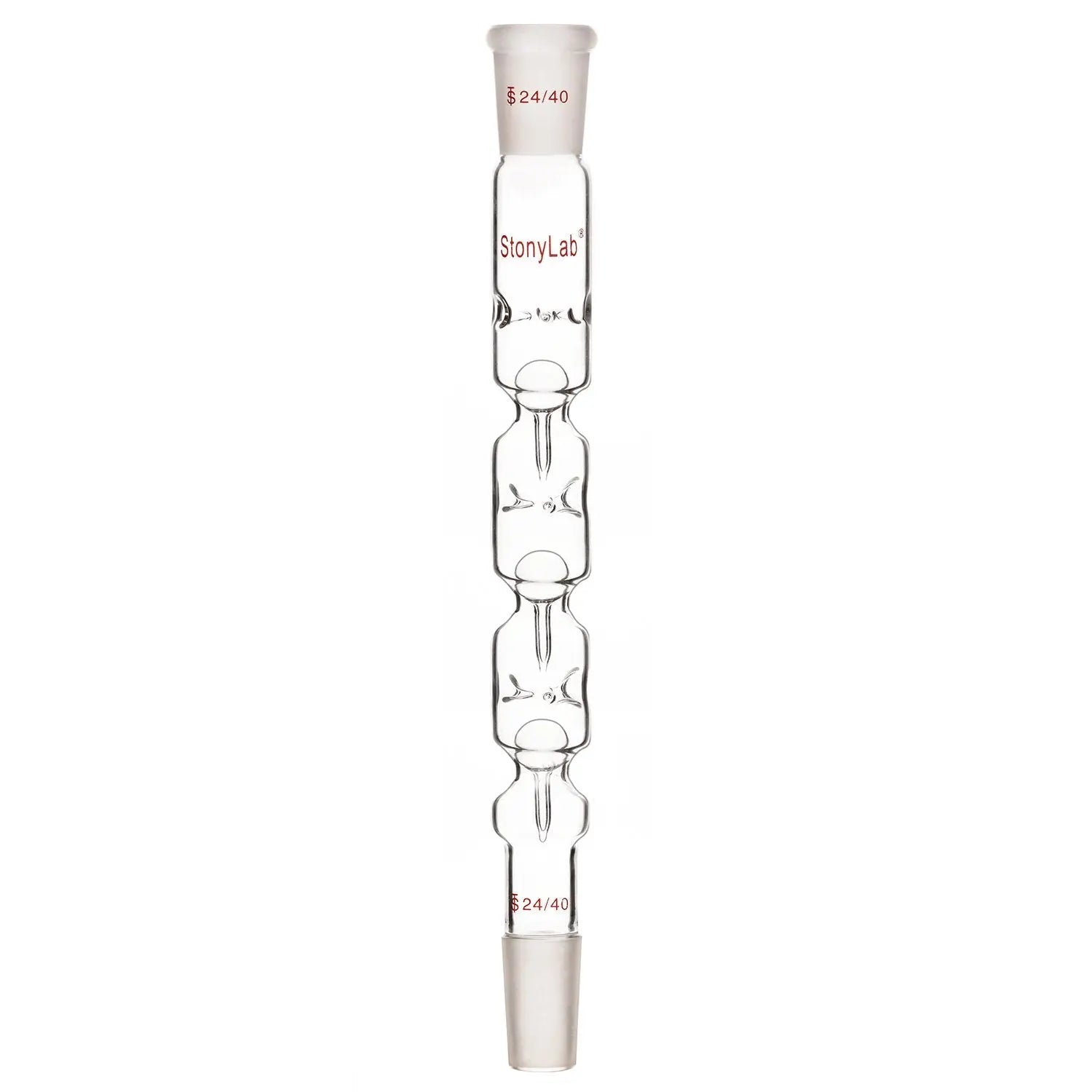 Glass 3 Section Snyder Distilling Column with 24/40 Joints, 300 mm Length - StonyLab Chromatography - Columns 300-mm