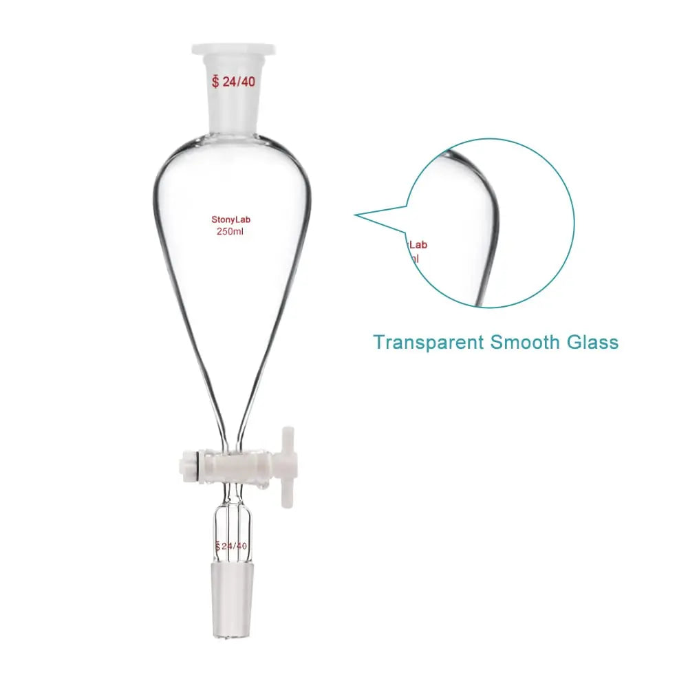 Detailed structural assembly component for StonyLab Separatory Funnel with PTFE Stopcock