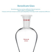 Alternative angle showing underlying build quality of StonyLab Separatory Funnel with PTFE Stopcock