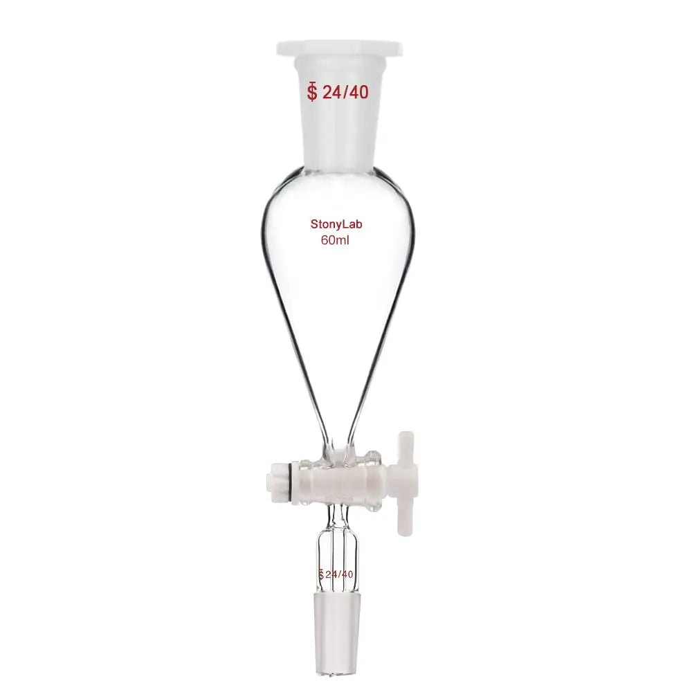 Comprehensive product view and setup components for StonyLab Separatory Funnel with PTFE Stopcock