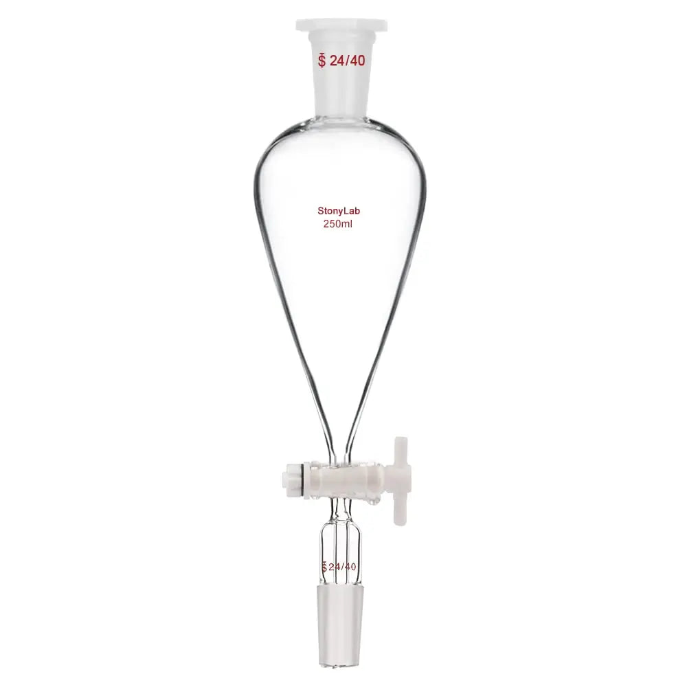 Conical Separatory Funnel with PTFE Stopcock, Glass Funnel - StonyLab