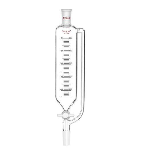 Pressure Equalizing Graduated Addition Funnel with 24/40 Joints, PTFE Stopcock, 50-500 ml - StonyLab Funnels - Glass/Powder/Weighing/Equalizing 500-ml