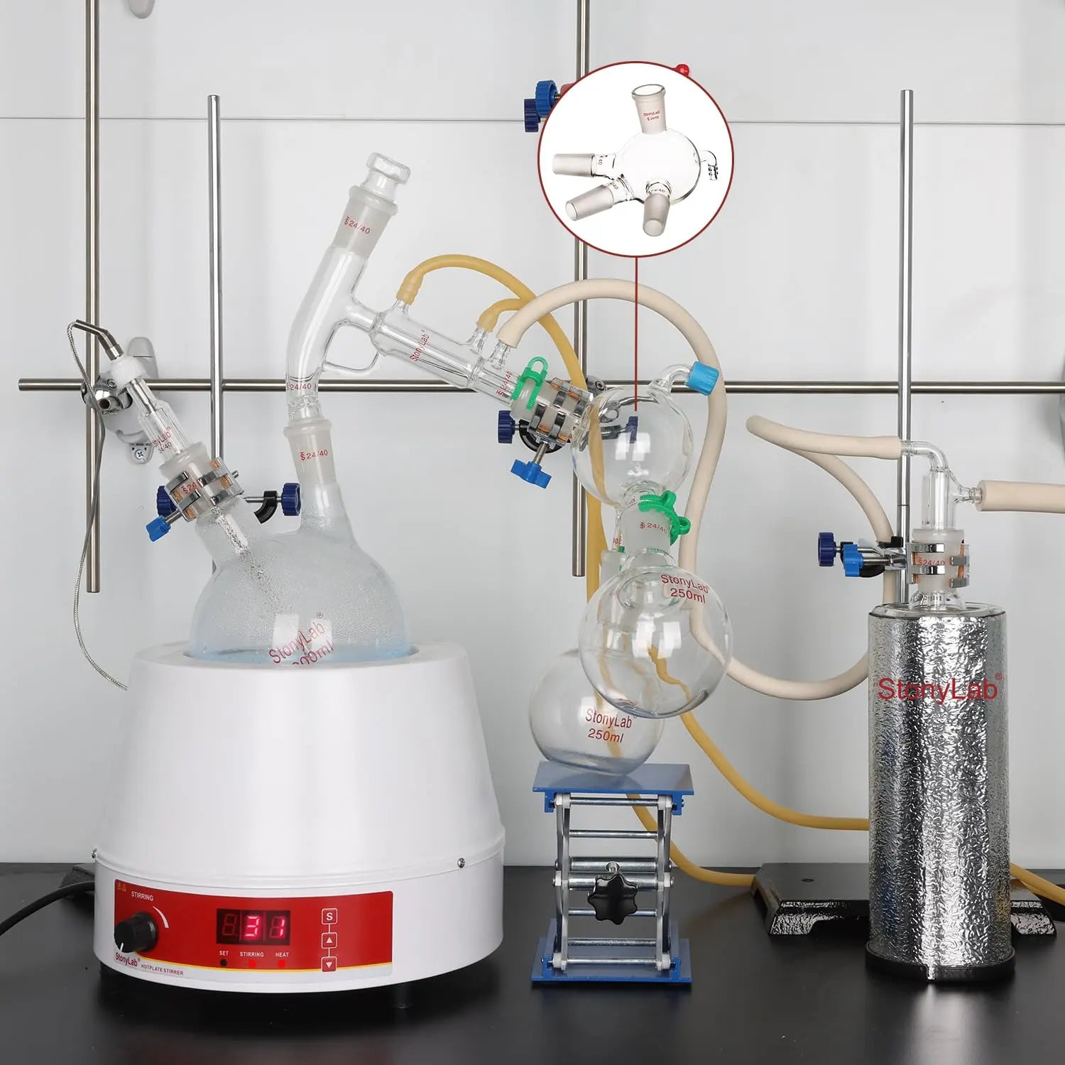 Detailed structural assembly component for StonyLab Glass Distilling Receiver