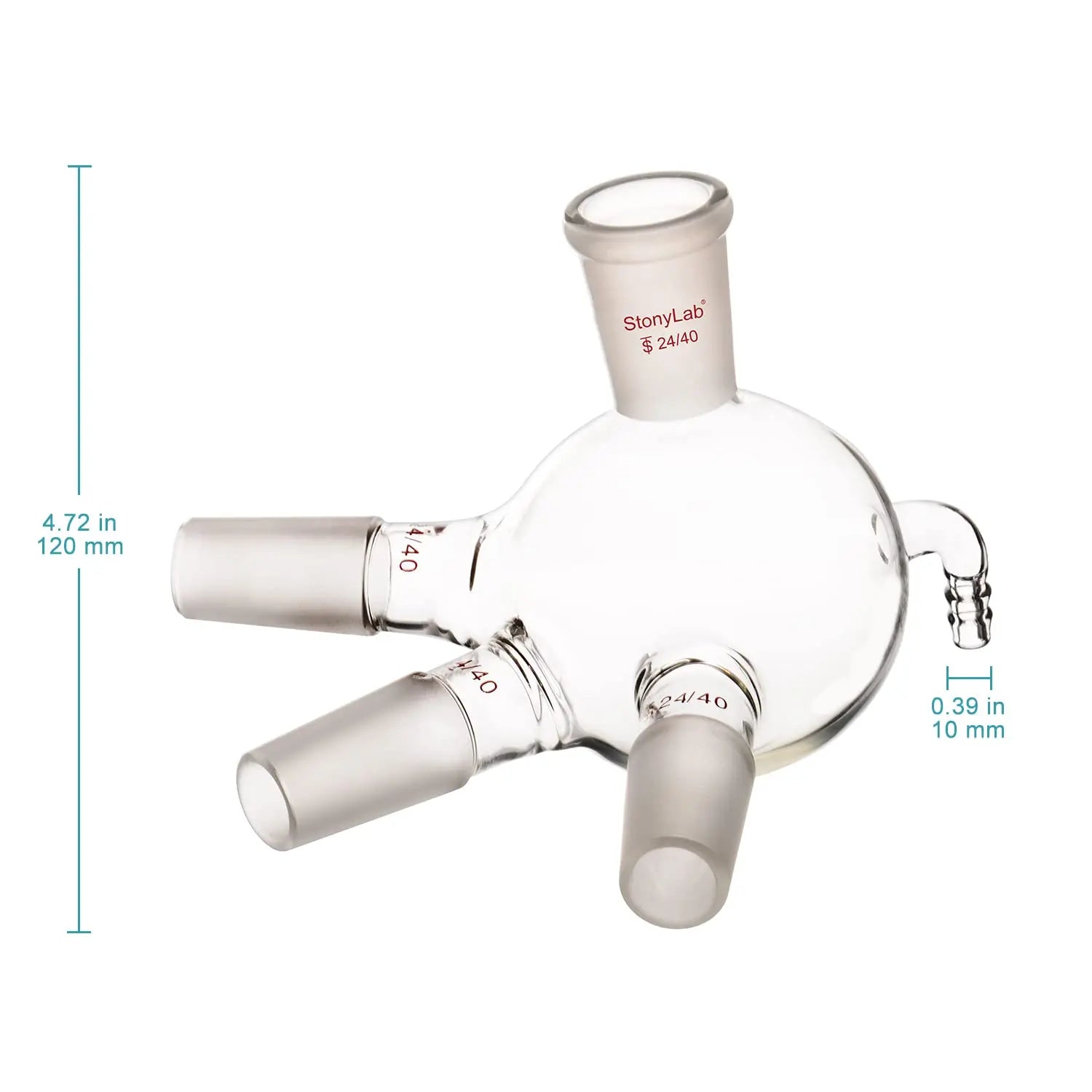 Close-up view showing the precise design and material of StonyLab Glass Distilling Receiver