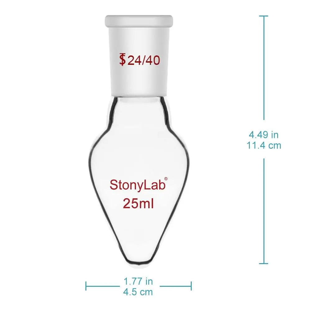 Single Neck Recovery Flask, 24/40 Standard Joint, 10-1000 ml - StonyLab Flasks - Recovery 25-ml