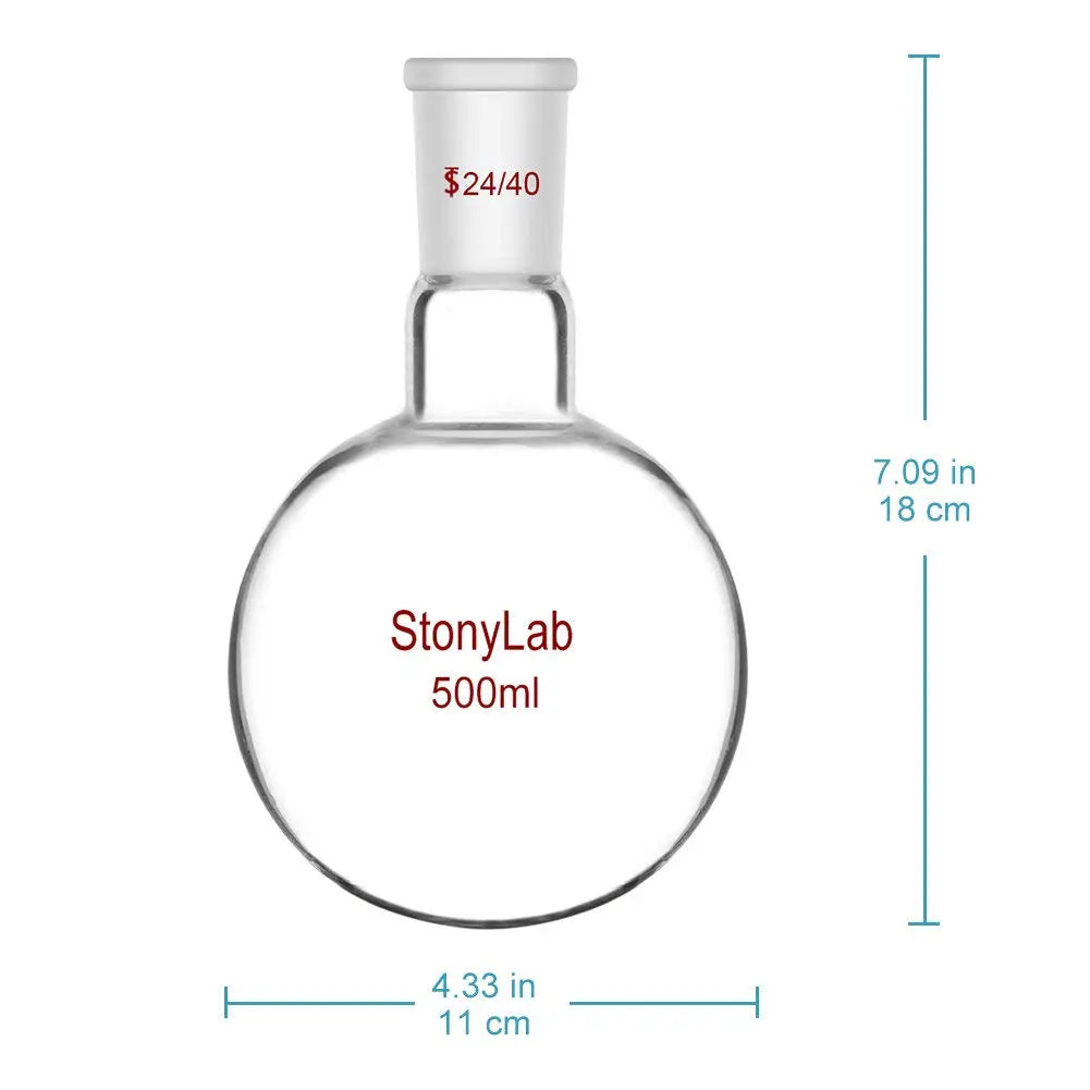 Single Neck Round Bottom Flask with 24/40 Standard Taper Outer Joint,  50-5000 ml