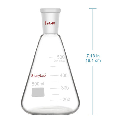 Glass Erlenmeyer Flask with 24/40 Standard Taper Outer Joint,50 ml Flasks - Erlenmeyer