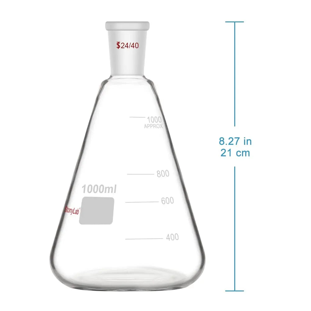 Glass Erlenmeyer Flask with 24/40 Standard Taper Outer Joint,50 ml Flasks - Erlenmeyer