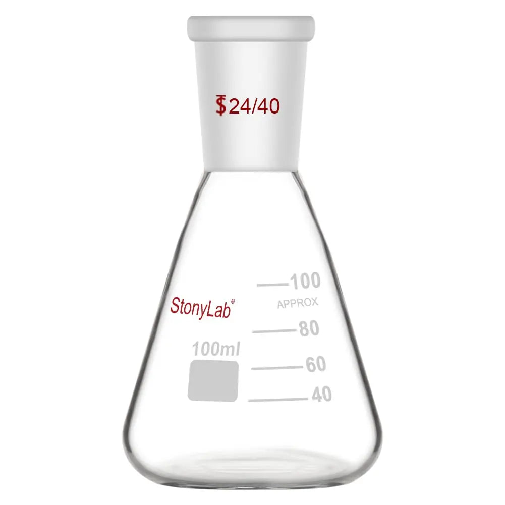 Glass Erlenmeyer Flask with 24/40 Standard Taper Outer Joint,50 ml - StonyLab Flasks - Erlenmeyer 100-ml