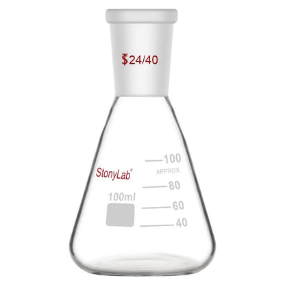 Glass Erlenmeyer Flask with 24/40 Standard Taper Outer Joint,50 ml - StonyLab Flasks - Erlenmeyer 100-ml