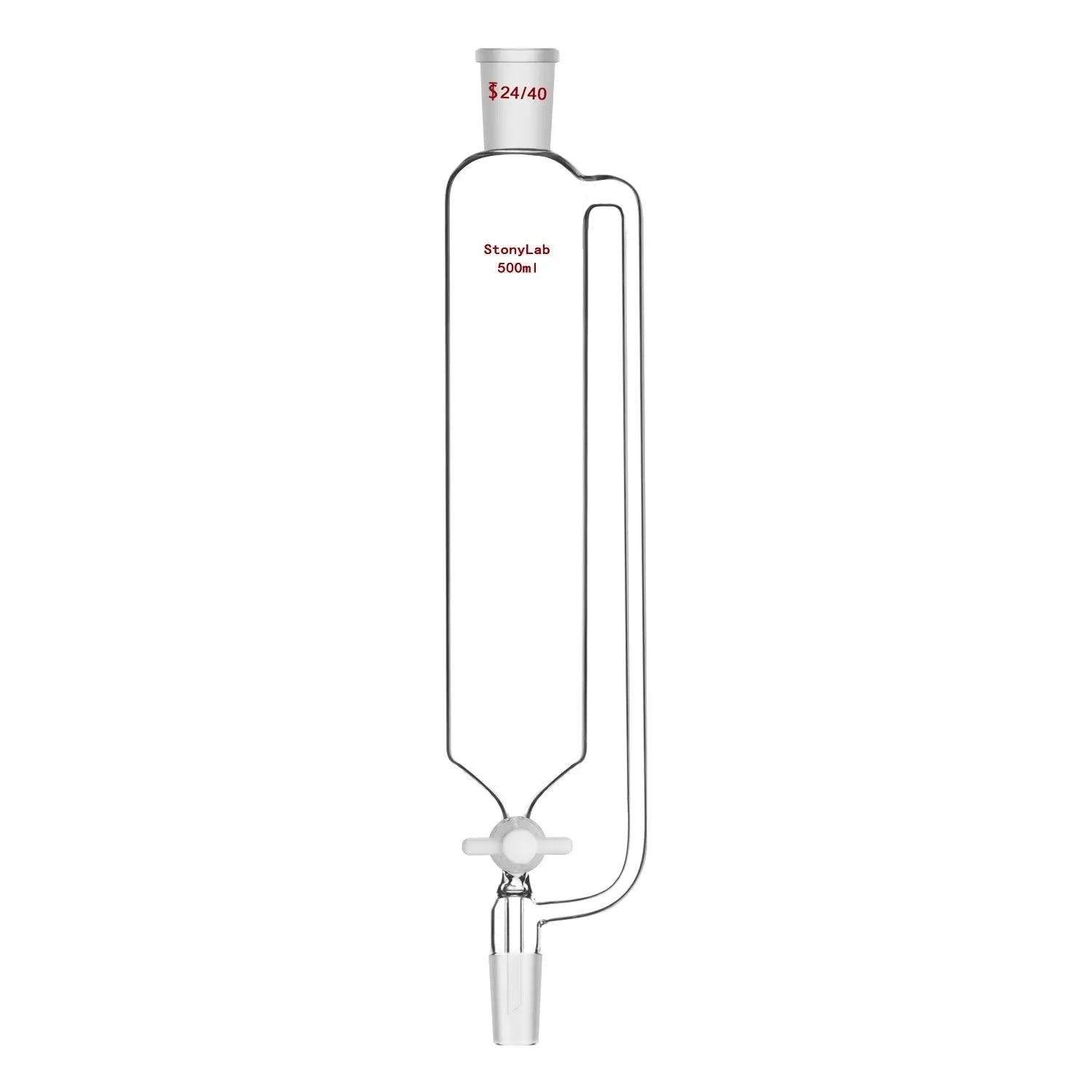 Pressure Equalizing Addition Funnel, 24/40, PTFE Stopcock, 50-500 ml - StonyLab Funnels - Glass/Powder/Weighing/Equalizing 500-ml