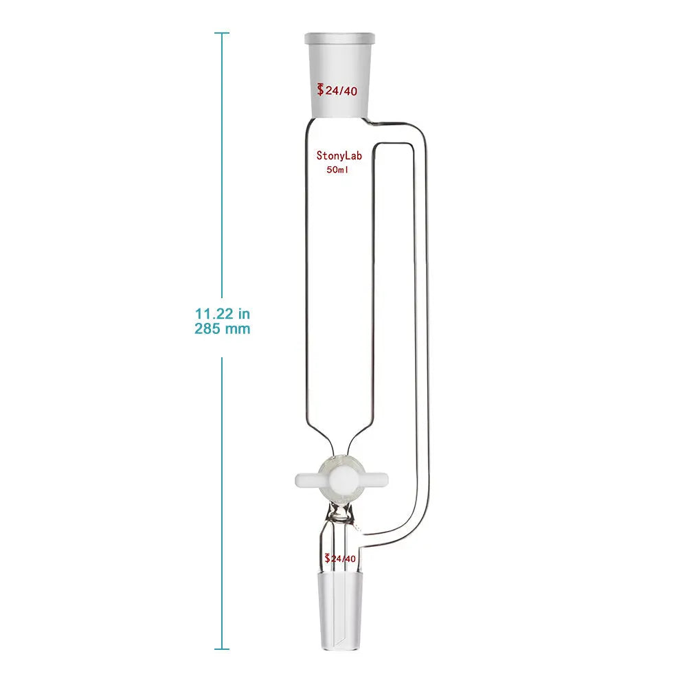 Pressure Equalizing Addition Funnel, 24/40, PTFE Stopcock, 50-500 ml - StonyLab Funnels - Glass/Powder/Weighing/Equalizing 