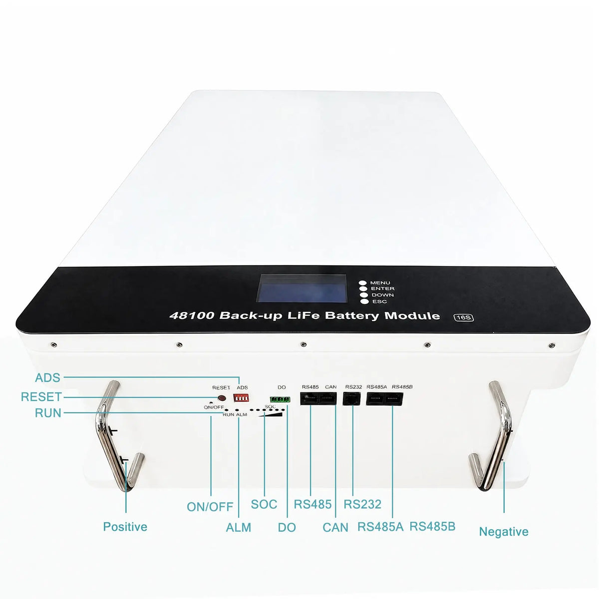 48 V (51.2 V) LiFePO₄ wall-mounted energy storage system, 100–300 Ah, 5–15 kWh, with built-in BMS and smart monitoring StonyLab