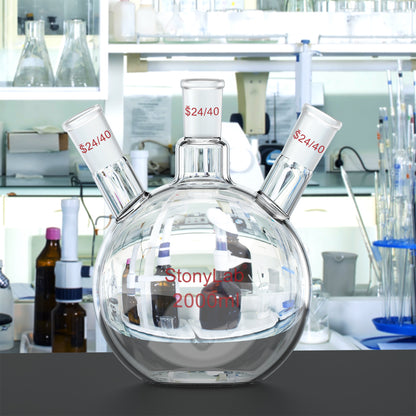 3-Neck Flat Bottom Flask, 24/40 Joint, 50-2000 ml