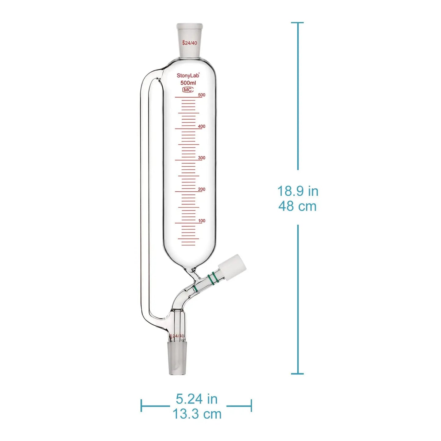 Graduated Pressure Equalizing Addition Funnel, 24/40 Joint,50/100/500 ml Funnels - Glass/Powder/Weighing/Equalizing 500-ml