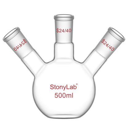 3 Neck Flat Bottom Flask, 24/40 Joint, 50-2000 ml