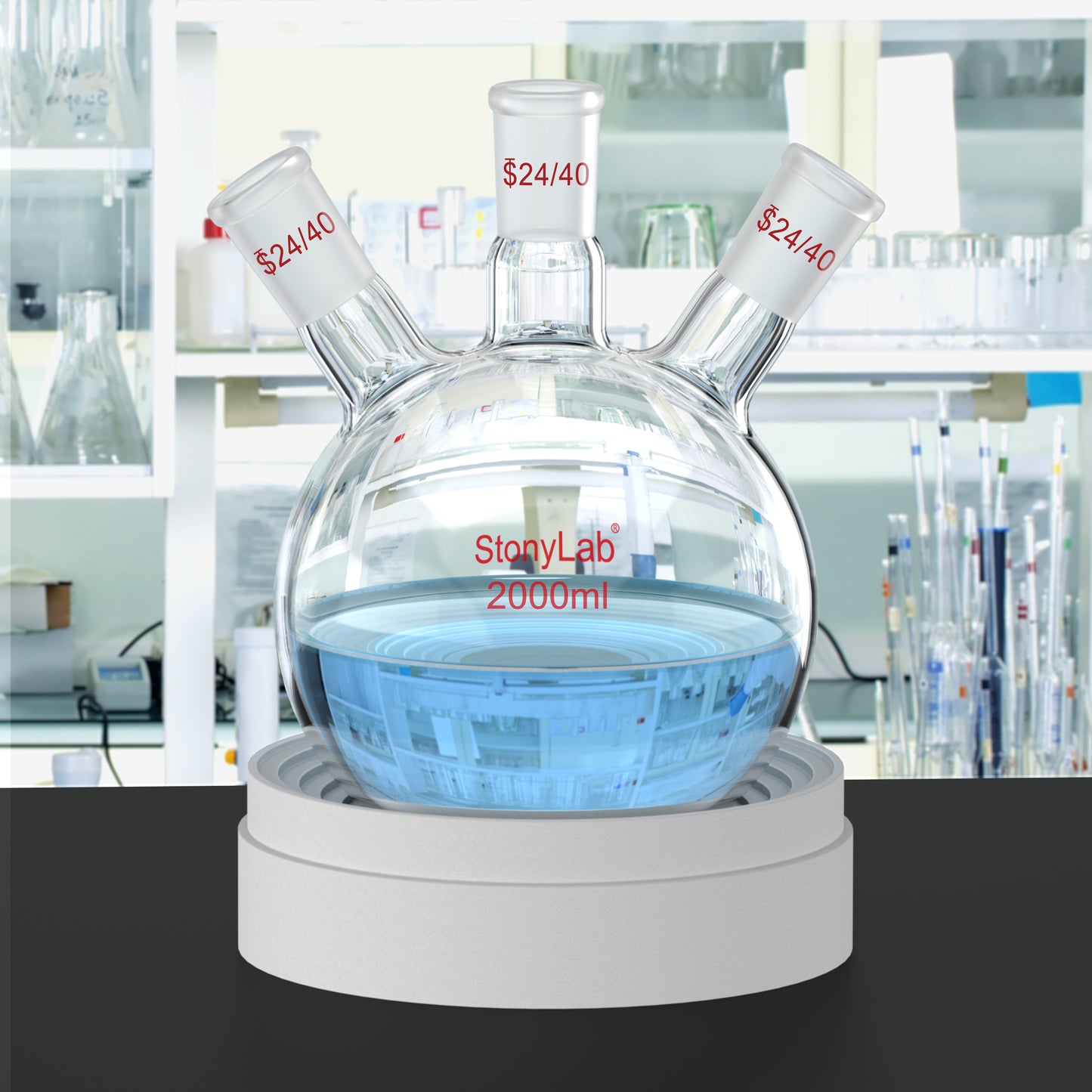 3 Neck Round Bottom Flask, 24/40 Joints, 50-5000 ml