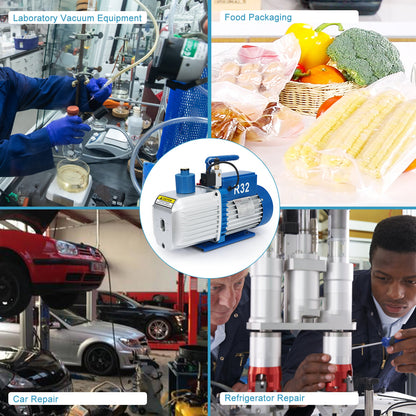 Two-Stage Rotary Vane Vacuum Pump, R32 Explosion-Proof, 10-15 Pa Vacuum, 2.5-7 CFM