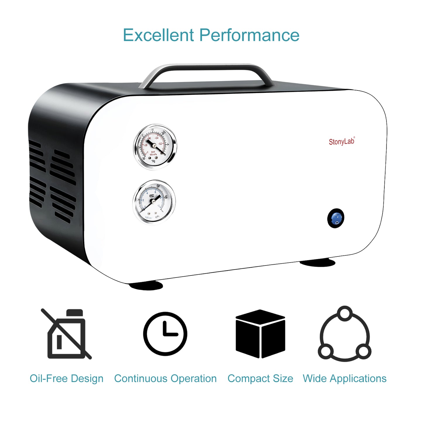 Oil-Free Diaphragm Vacuum Pump, 0.075-0.088 MPa, 10-55 L/min, Compatible with 110-220V