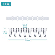 Close-up view showing the precise design and material of StonyLab 8-Strip PCR Tubes
