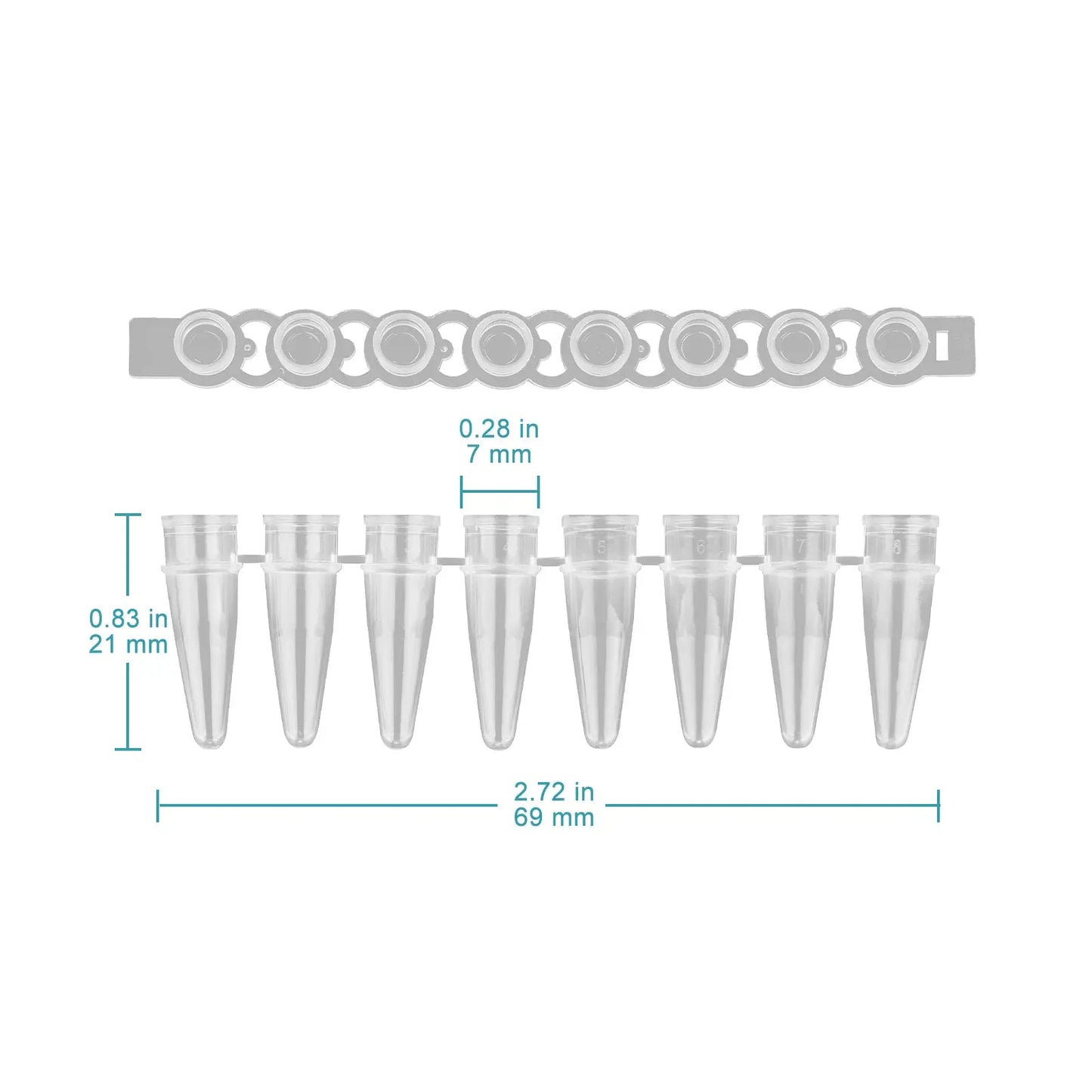 8-Strip PCR Tubes, 0.2ml Thin-Wall Flat Cap, Transparent, 200 Pack Consumables-8-Strip PCR Tubes
