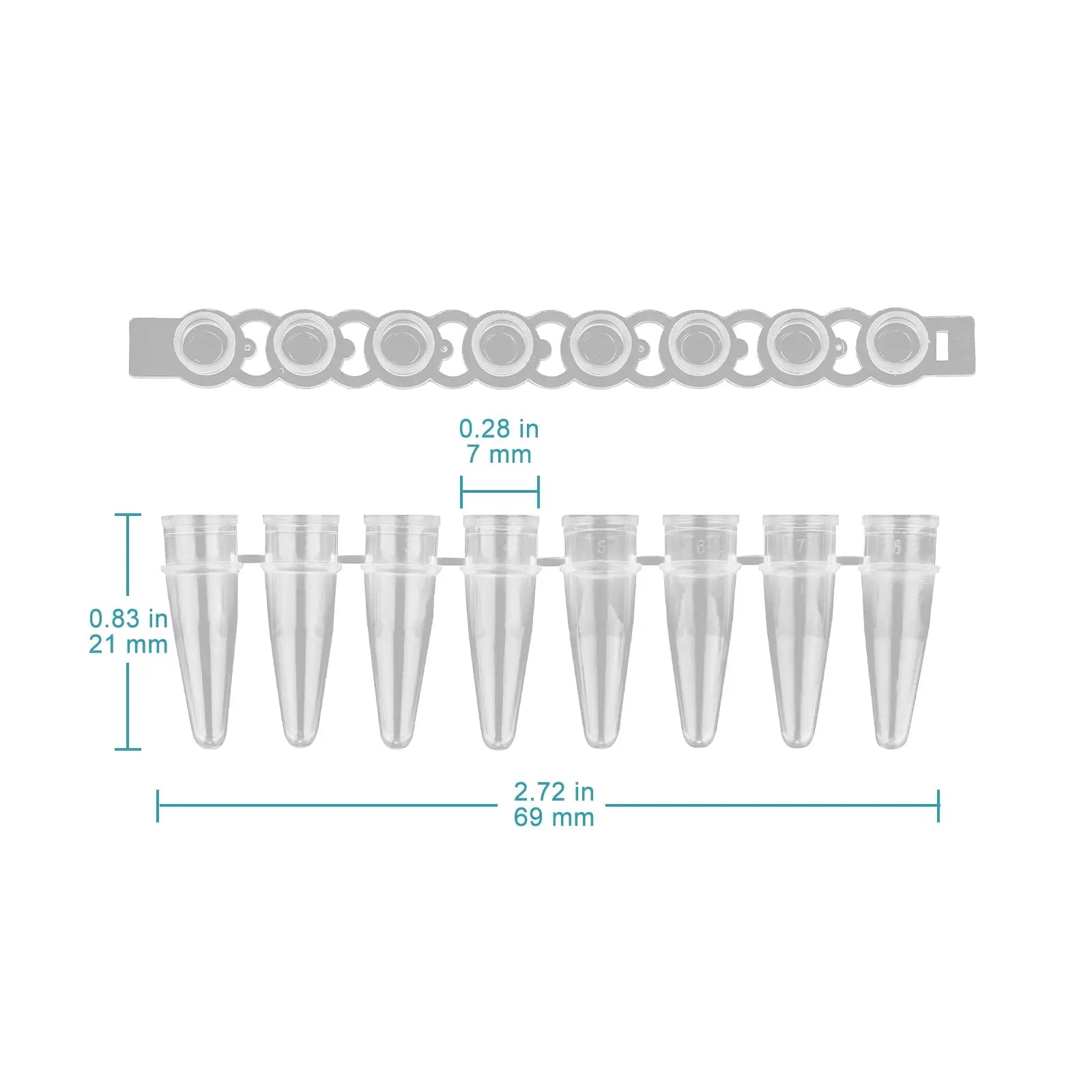 8-Strip PCR Tubes, 0.2ml Thin-Wall Flat Cap, Transparent, 200 Pack Consumables-8-Strip PCR Tubes