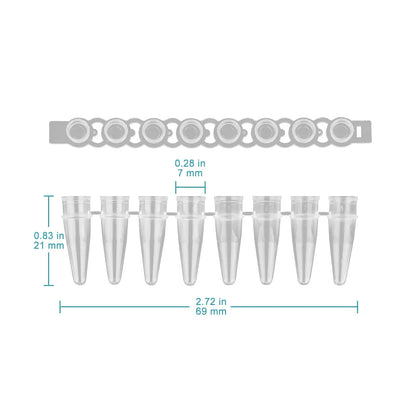 8-Strip PCR Tubes, 0.2ml Thin-Wall Flat Cap, Transparent, 200 Pack Consumables-8-Strip PCR Tubes