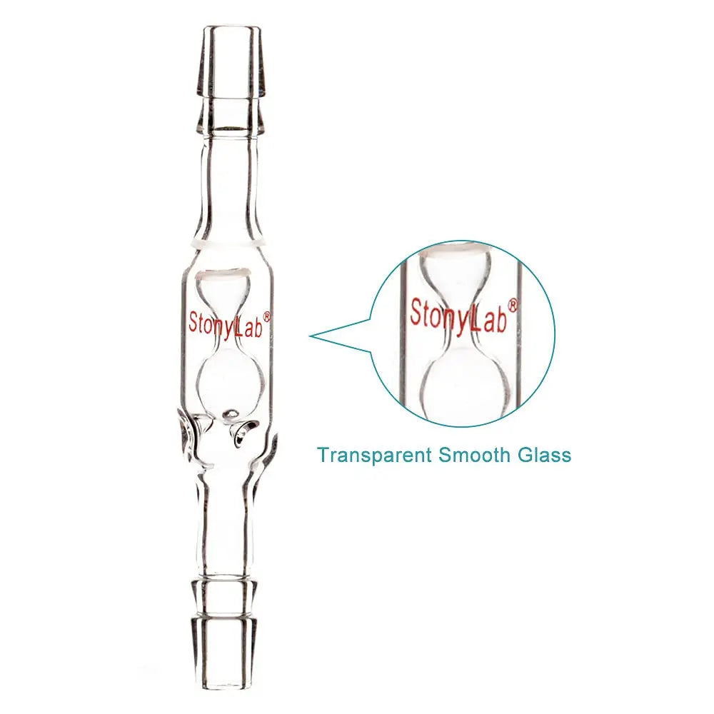 Check Valve with Dual 3/8 inch Hose Connections Adapters-Glass Tube