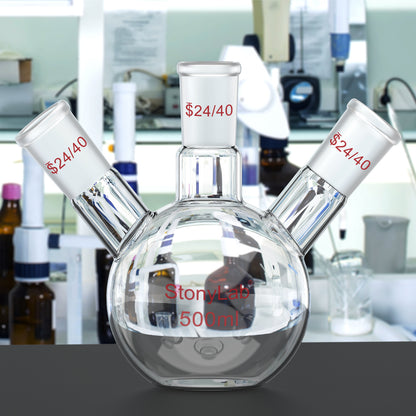 3-Neck Flat Bottom Flask, 24/40 Joint, 50-2000 ml