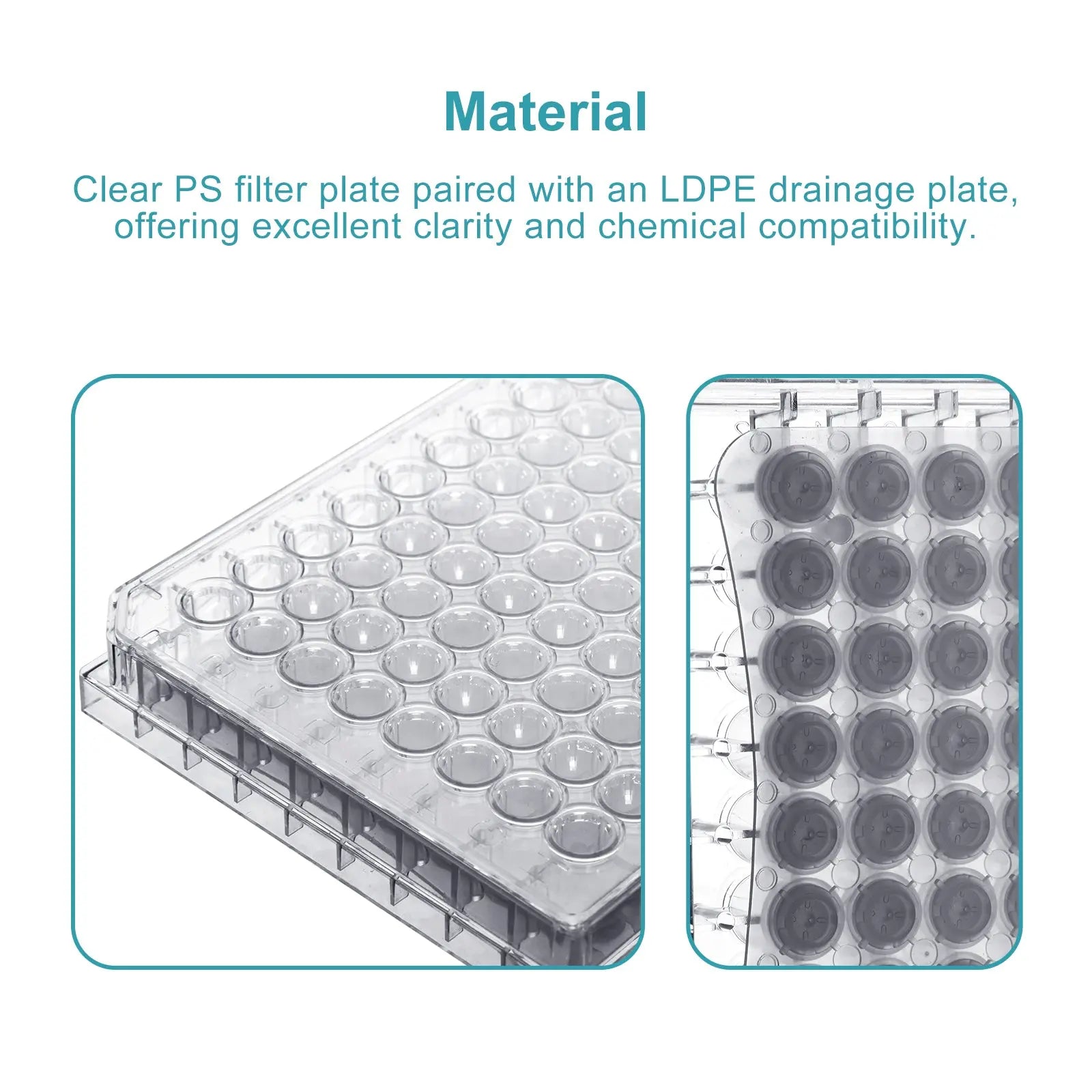 Side view and dimensional layout of the durable StonyLab 96-Well PTFE Membrane Filter Plate