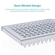 Alternative angle showing underlying build quality of StonyLab 96-Well Semi-Skirted PCR Plate