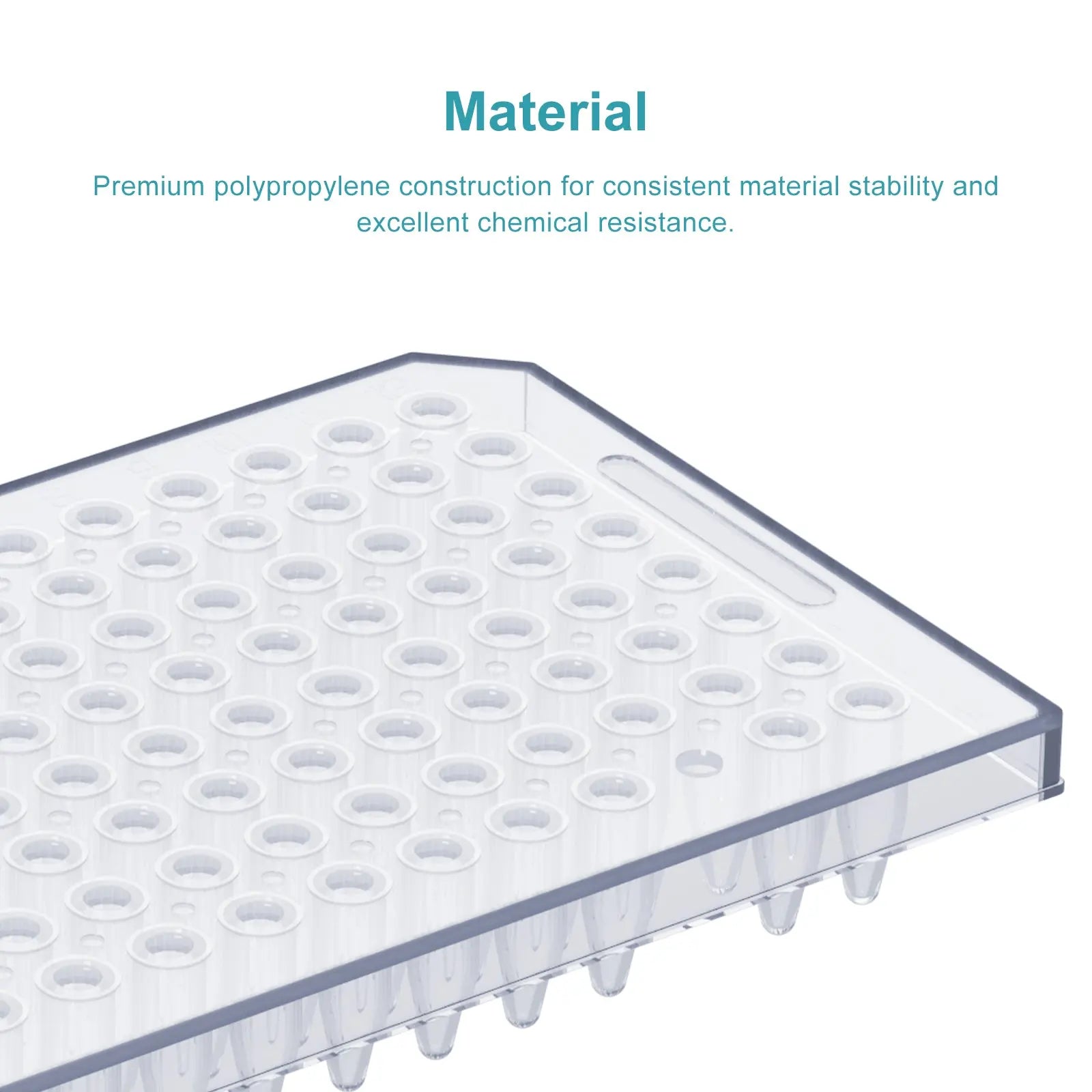 Side view and dimensional layout of the durable StonyLab 96-Well Semi-Skirted PCR Plate