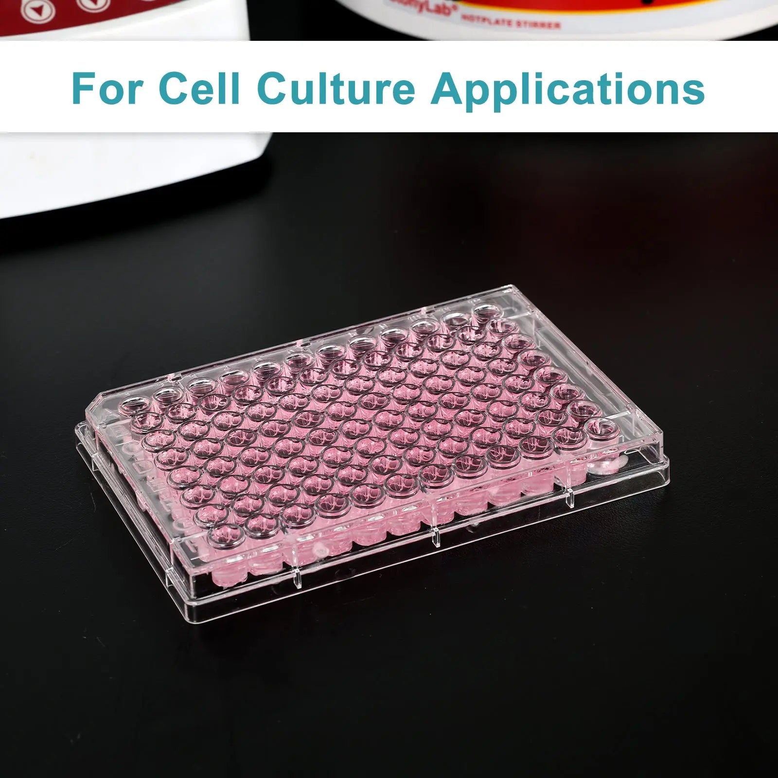 Comprehensive product view and setup components for StonyLab 96-Well TC-Treated Cell Culture Plate