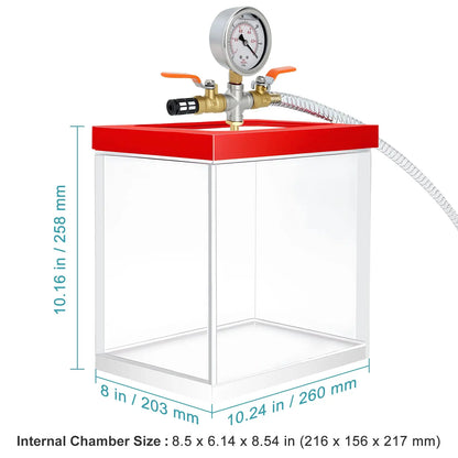 Acrylic Vacuum Chamber, 1.953 US Gal,  -100kPa Max. Vacuum with 10.2 mm Vacuum Port Desiccators-Vacuum