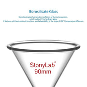 Side view and dimensional layout of the durable StonyLab Dropping Funnel for Flash Chromatography