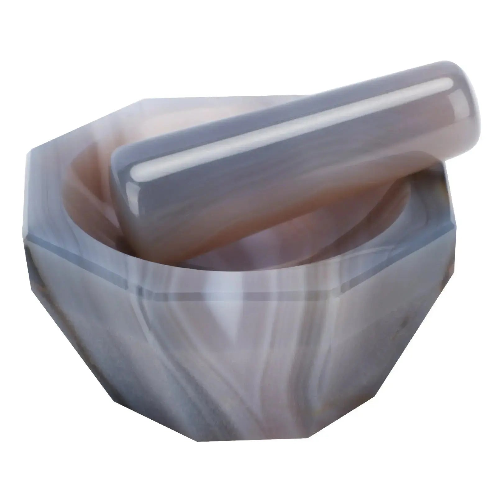 Close-up view showing the precise design and material of StonyLab Agate Mortar & Pestle (40 mm