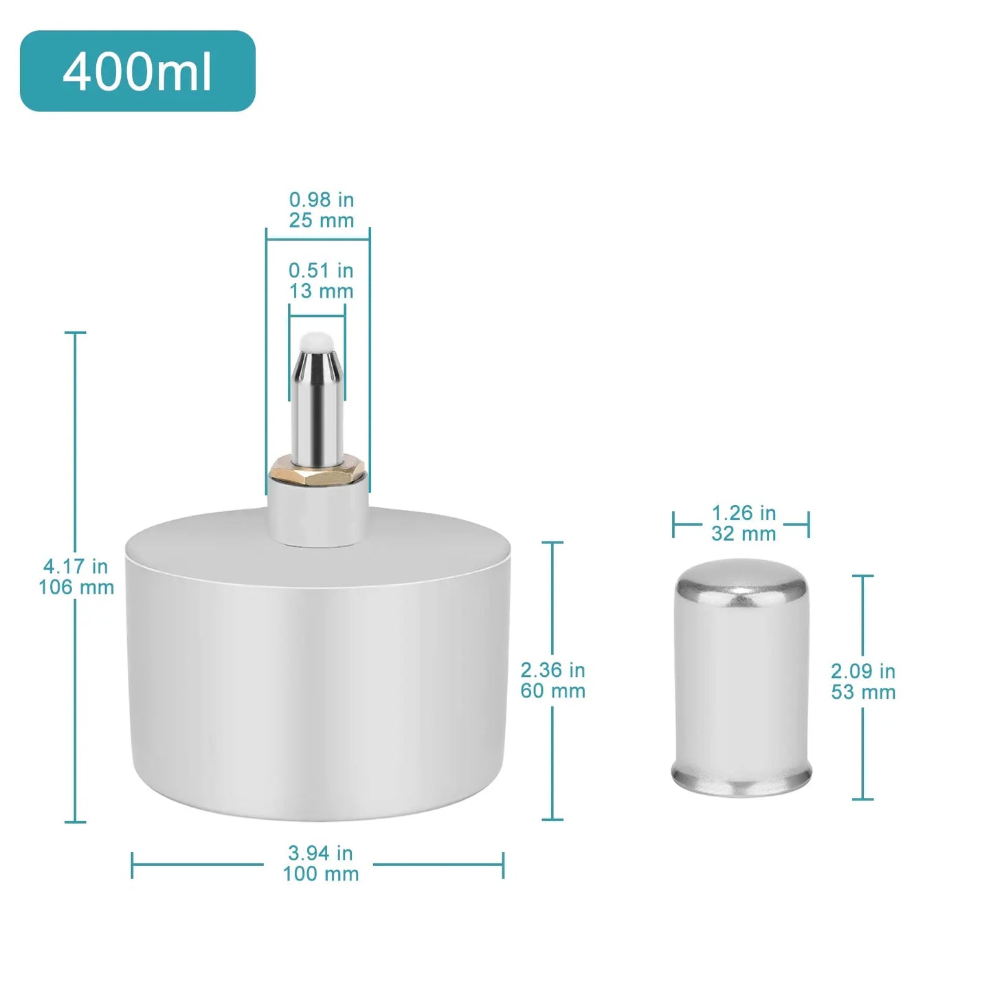 Alcohol Lamp, Stainless Steel, No Alcohol Included, 200/400 ml Alcohol Lamp