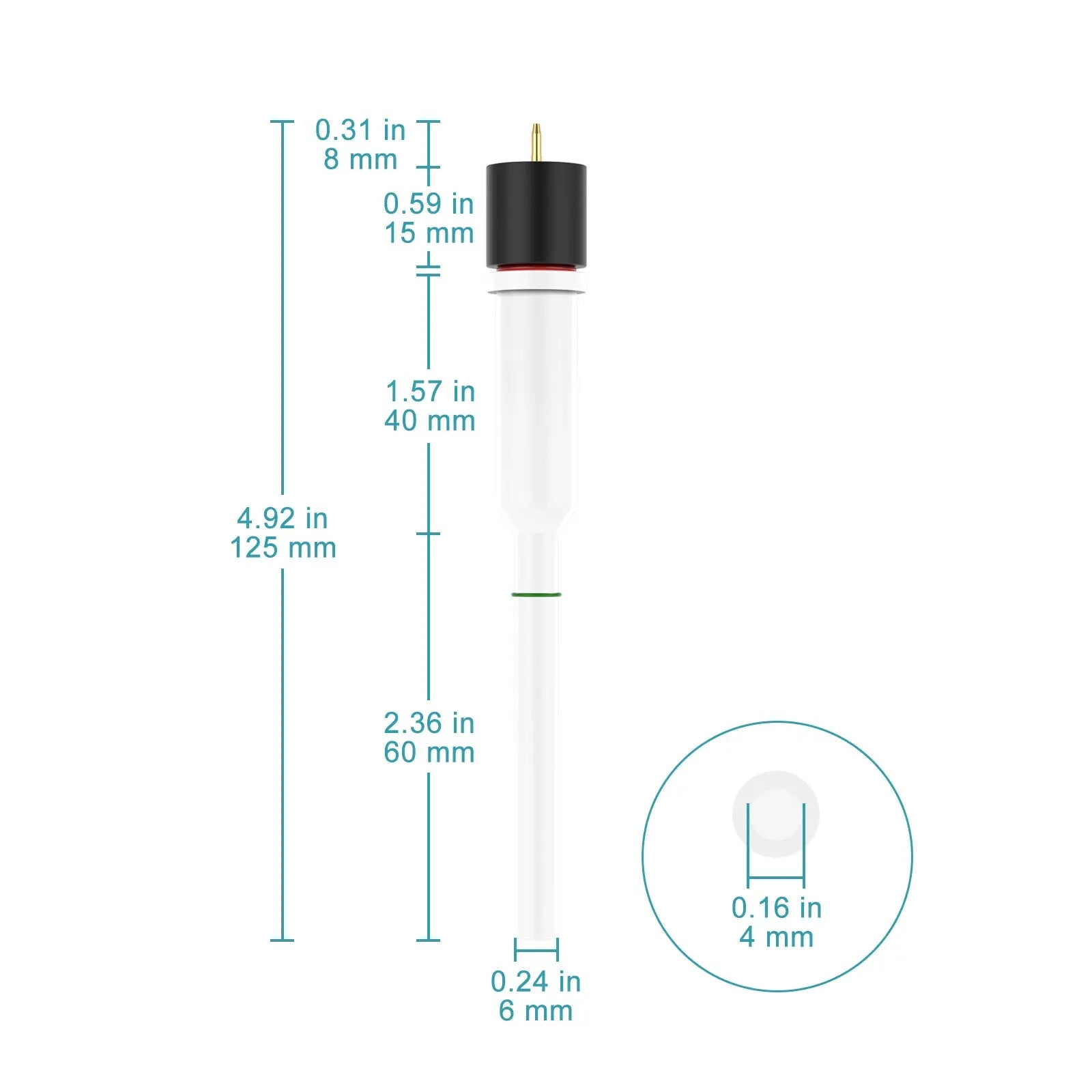Close-up view showing the precise design and material of StonyLab All-PTFE Hg