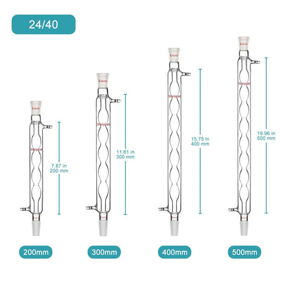 Allihn Condenser, 200-500 mm Jacket Length, 19/22 & 24/40 Joint Condensers-Allihn Condensers